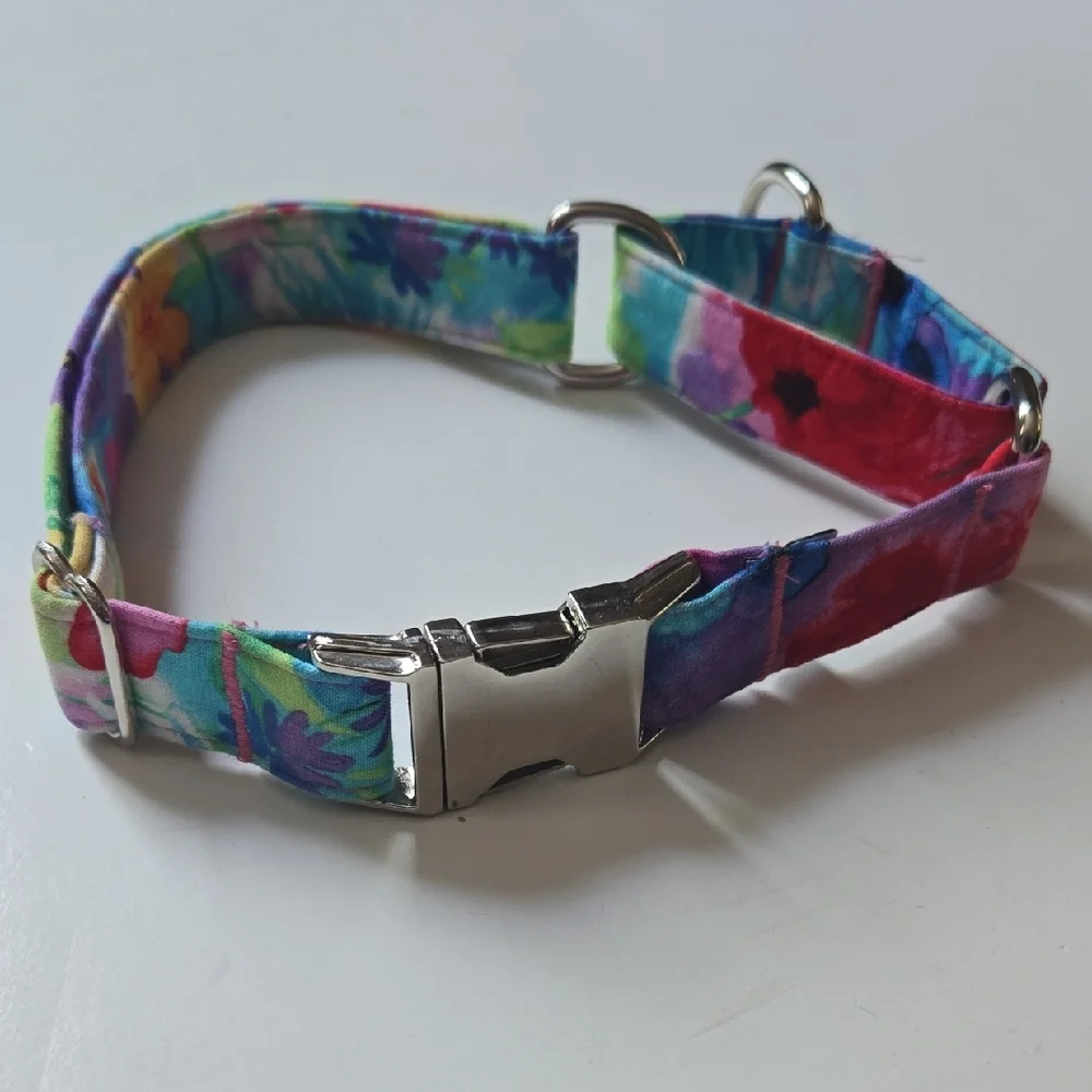 TerrifiCollars Colorful Floral Dog Martingale Collar-Large 18